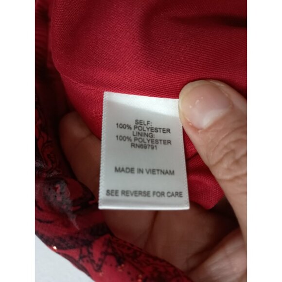 Roz & Ali Womens BOHO Whimsygoth Holiday Top Size 2X Red Floral Sparkly - Picture 8 of 10